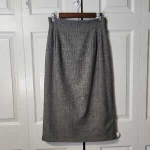 Vintage Harve Bernard Gray & Black Skirt Size SM/4 Pleated Side Zip Academia